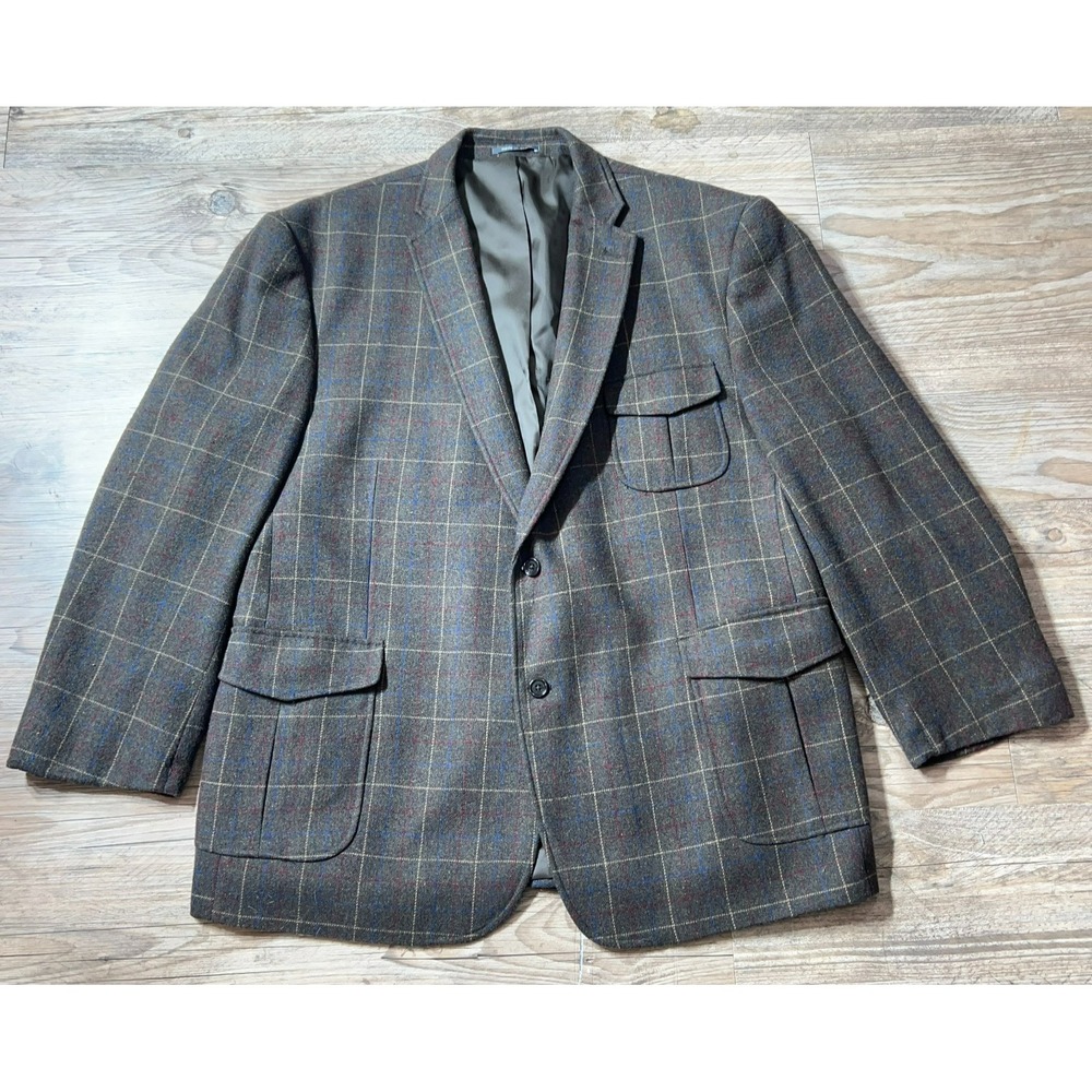 Silver Silk Plaid Blazer‎ Preppy Academia - Fits Smaller See Measurements - Picture 3 of 13